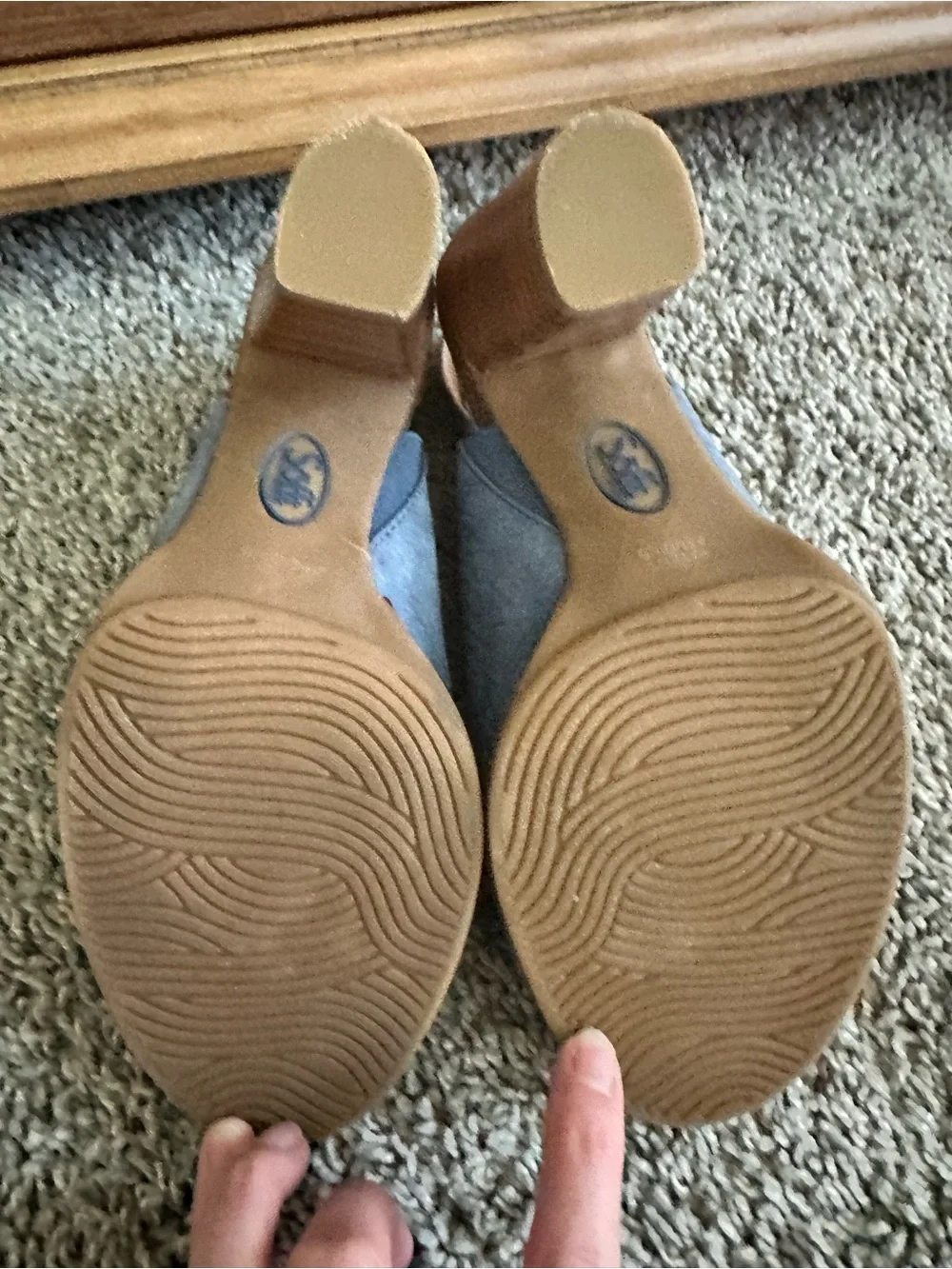 Soffit Blue Leather Peep-Toe Slingback Heel - size 6